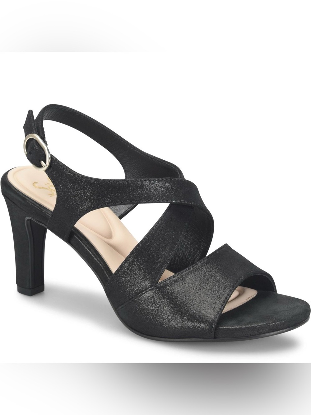 Sofft Black Jolene Slingback Heel Leather Sandal